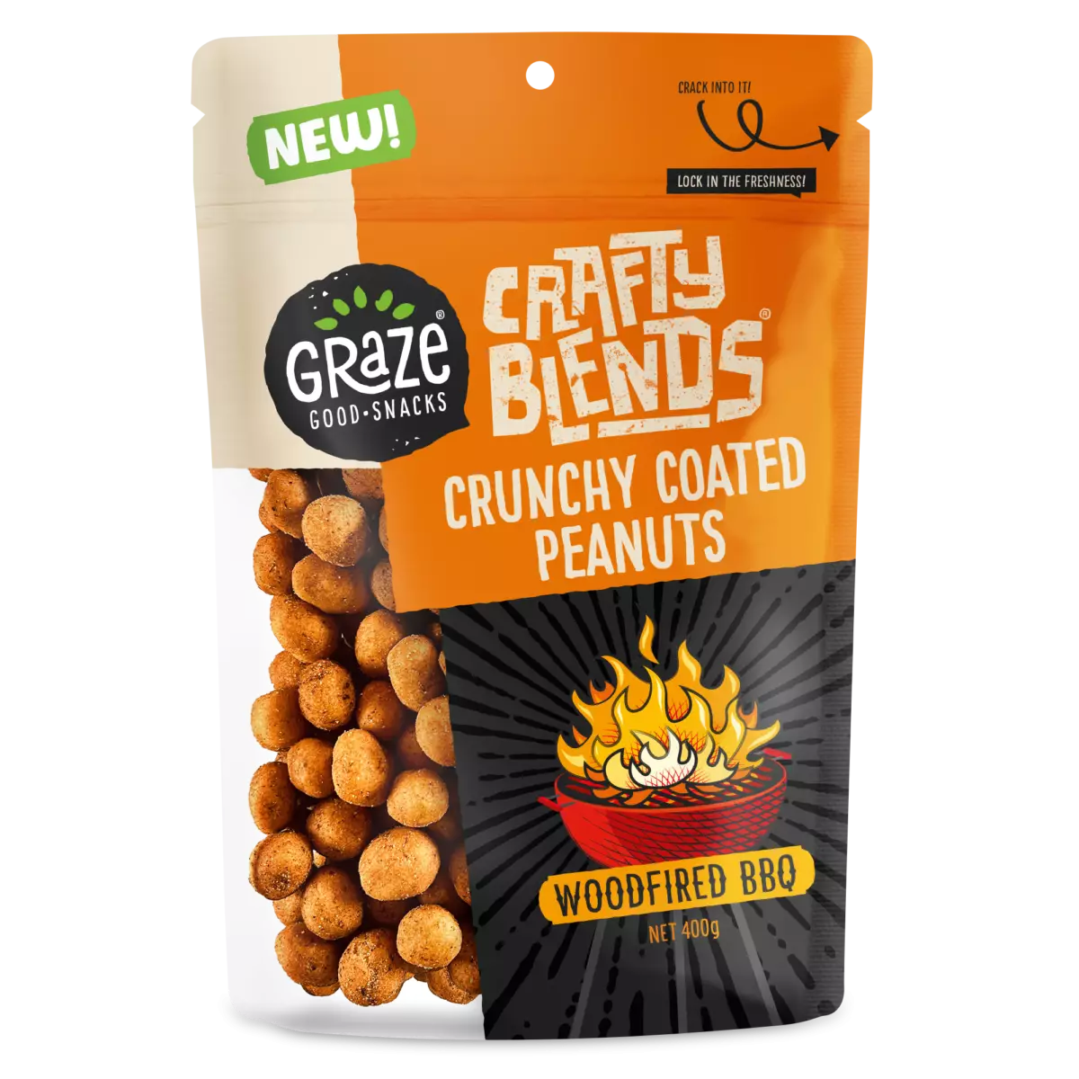 Crafty Blends Crunchy Coated Peanuts Woodfired BBQ 400g GRAZE