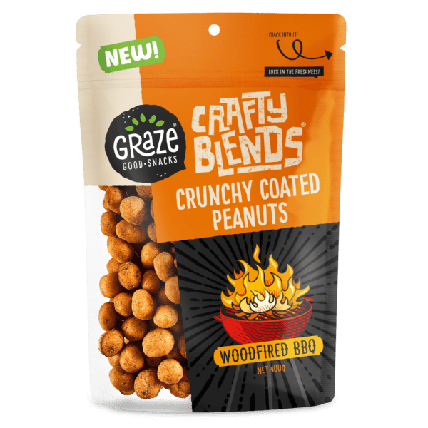 Crafty Blends Crunchy Coated Peanuts Woodfired BBQ - 400g