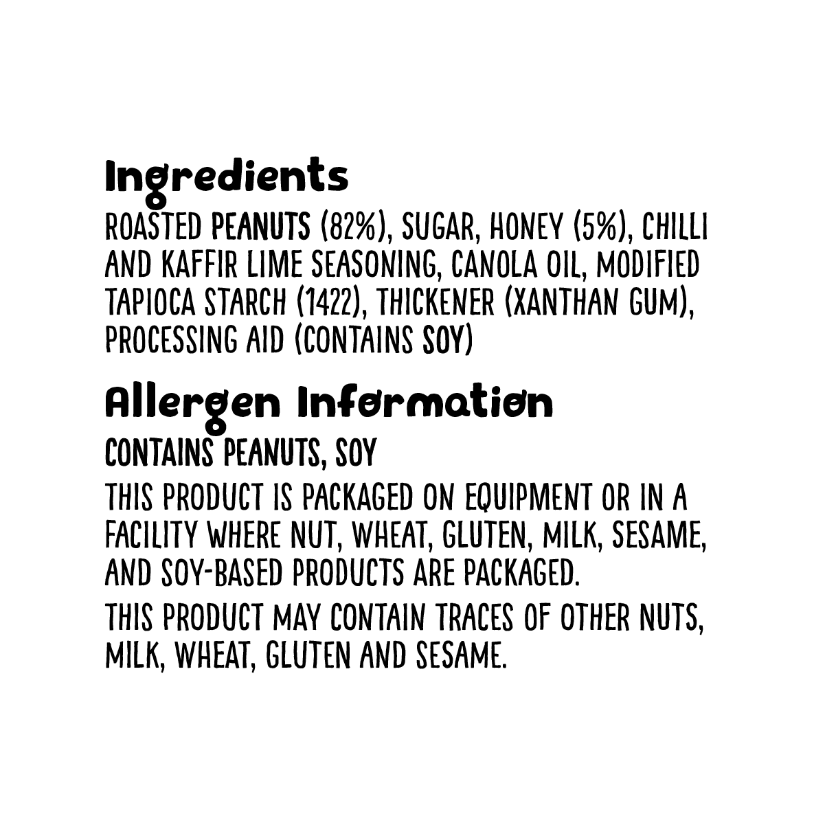 Grz honeyroasted+salted peanuts with lime&chilli 570g ingredients