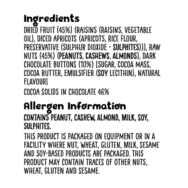 Grz Nip+ingredients 2023 Grz Nuts+mixes Classic Scroggin 625g Ingredients