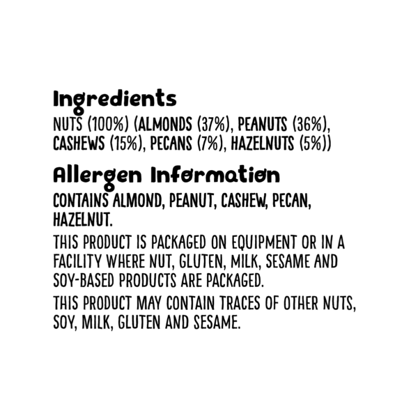 Grz Nip+ingredients 2023 Grz Nuts+mixes Raw Mixed Nuts 550g Ingredients