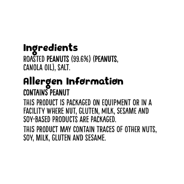 Grz Nip+ingredients 2023 Grz Nuts+mixes Roasted & Salted Peanuts 800g Ingredients