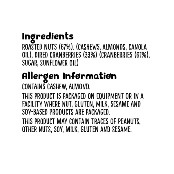 GRZ-NIP+Ingredients_GRZ_Bulk_CranberryNutMedley 515g-Ingredients