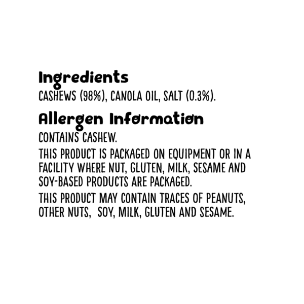 GRZ-NIP+Ingredients_GRZ_Bulk_Roasted & Salted Cashews 500g-Ingredients