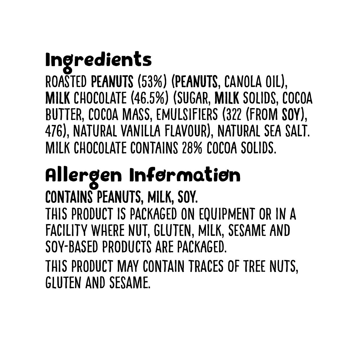 Grz Nip+ingredients Grz Skinnydippedpeanuts Milkchoc+seasalt 340g Ingredients