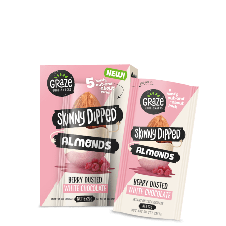 Multi Pack Skinny Dipped Almonds Berry Dusted White Chocolate 5 X 22g Graze