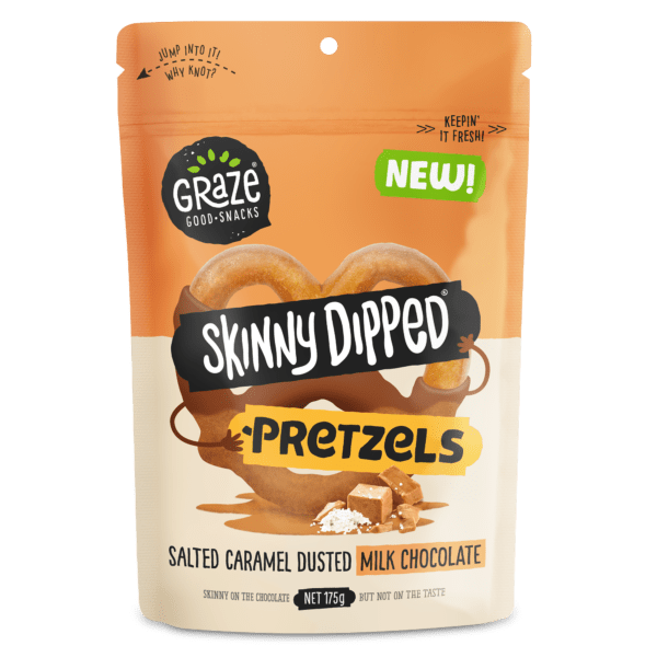 NEW Skinny Dipped Pretzels Salted Caramel Dusted Milk Chocolate - 175g