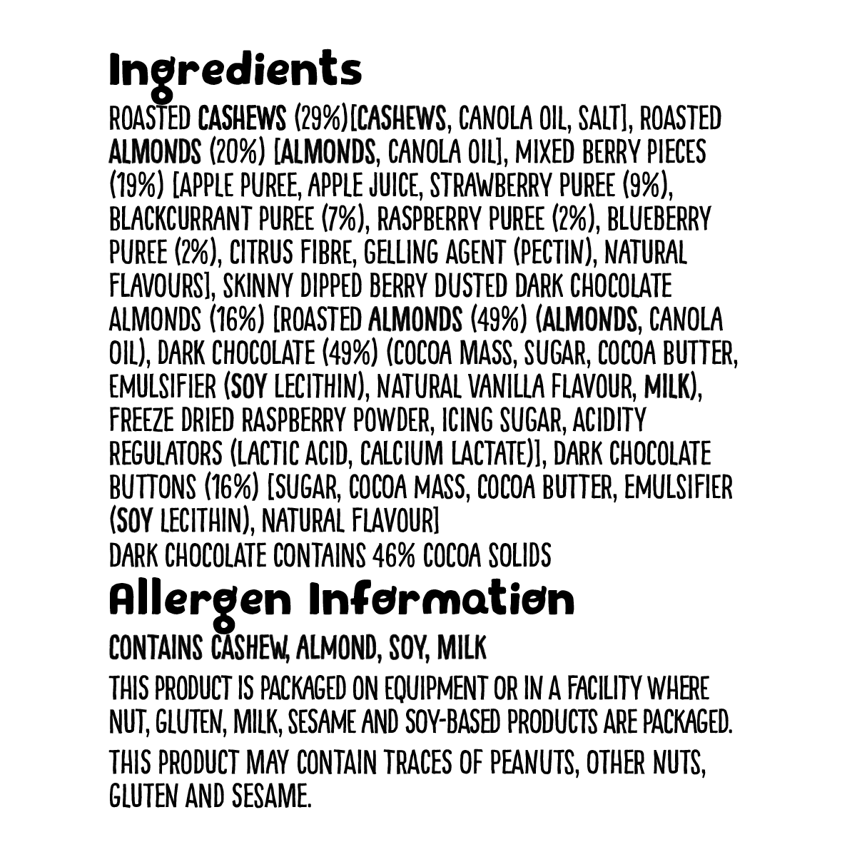 Grz Grab N Go Kindalikeachocberrybrownie 150g Ingredients