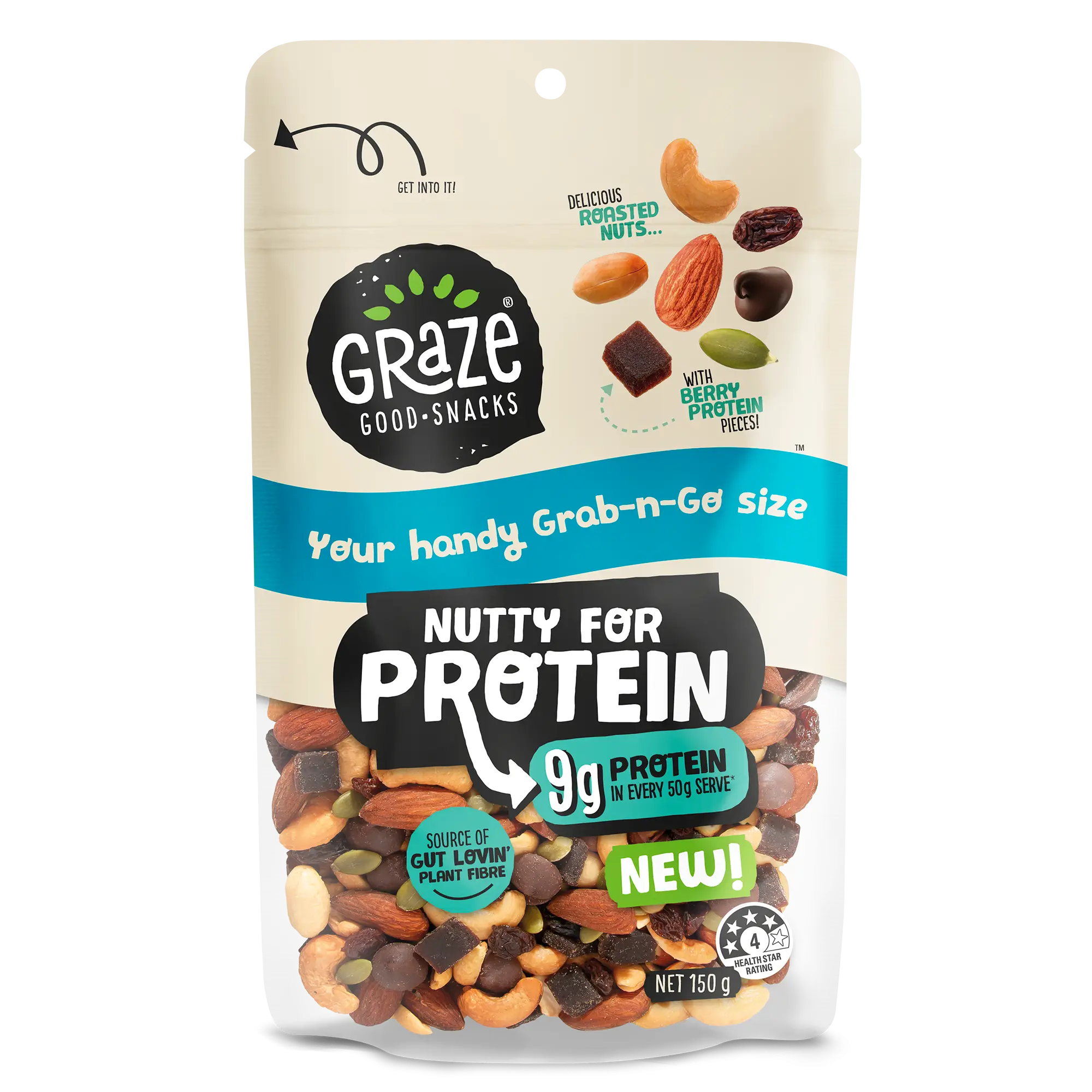 GRZ Grab n Go NuttyForProtein 150g FOP