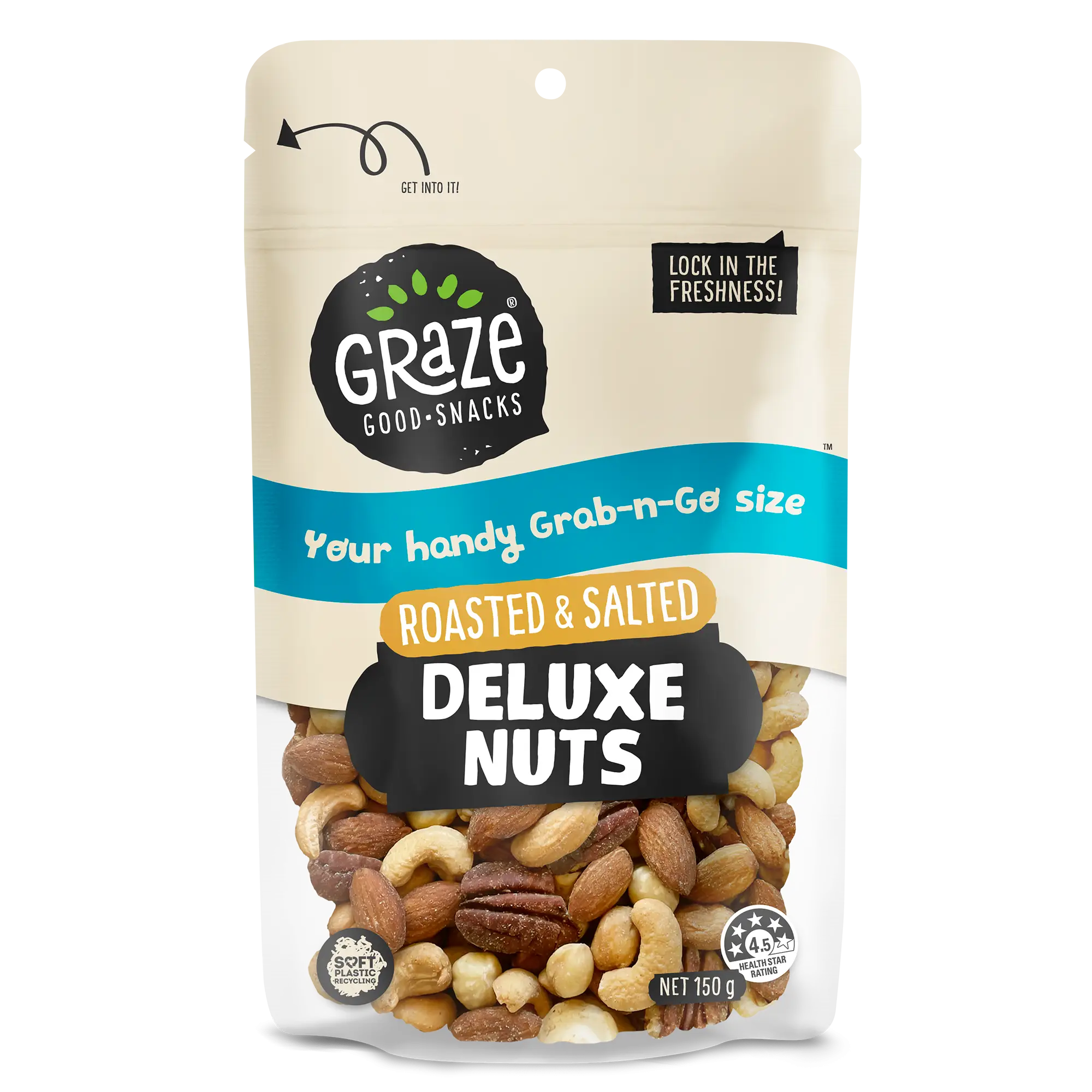 GRZ Grab n Go Roasted+Salted DeluxeNuts 150g