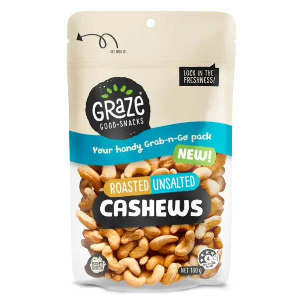 Grz Grab N Go Roastedunsalted Cashews 180g 2024