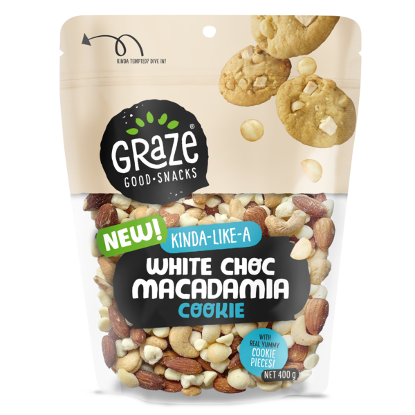 NEW Graze KINDA-LIKE-A White Choc Macadamia Cookie - 400g